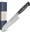 7 Inch Santoku Knife, Japan AUS-8 Alloy Steel Japanese Knife with Full-Tang Black Pakkawood Handle, Vegetable Chopping Knife with Premium Gift Box (Classic Series)