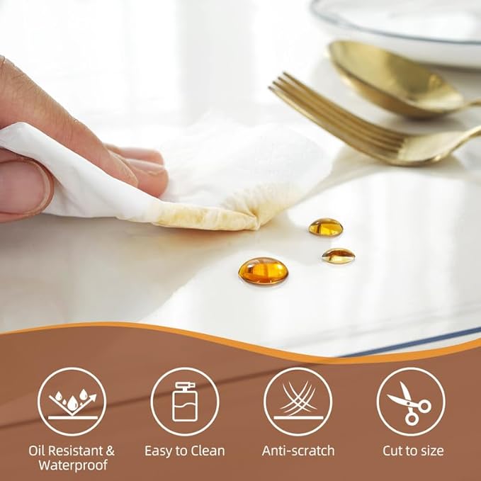 Warmstar Clear Table Cover Protector 38 x 72 Inch,1.5mm Thick Plastic Table Cover Rectangle,PVC Clear Table Protector,Desk Protector Mat for Kitchen, Dresser, Writing Desk，Dining Room Table