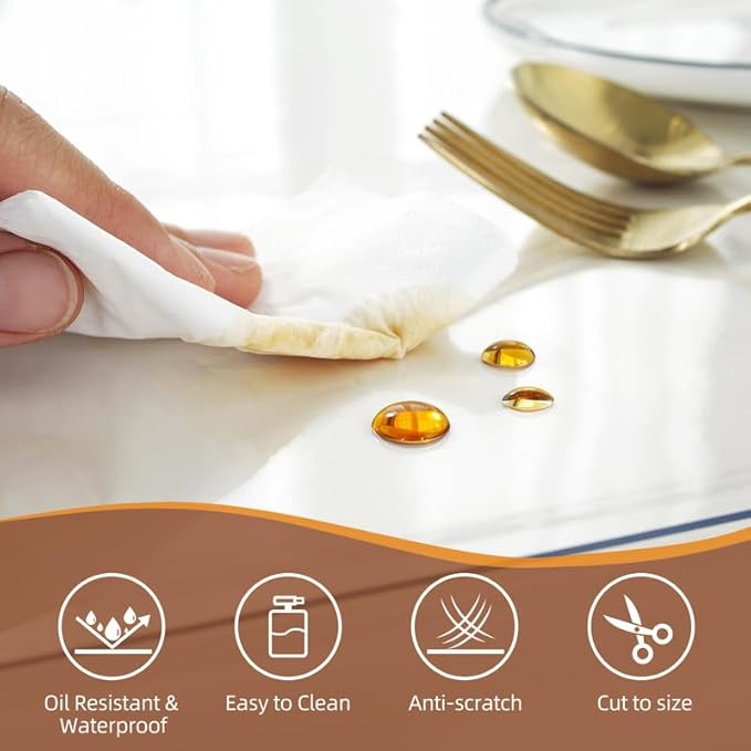 Warmstar Clear Table Cover Protector 24 x 84 Inch,1.5mm Thick Plastic Table Cover Rectangle,PVC Clear Table Protector,Desk Protector Mat for Kitchen, Dresser, Writing Desk，Dining Room Table