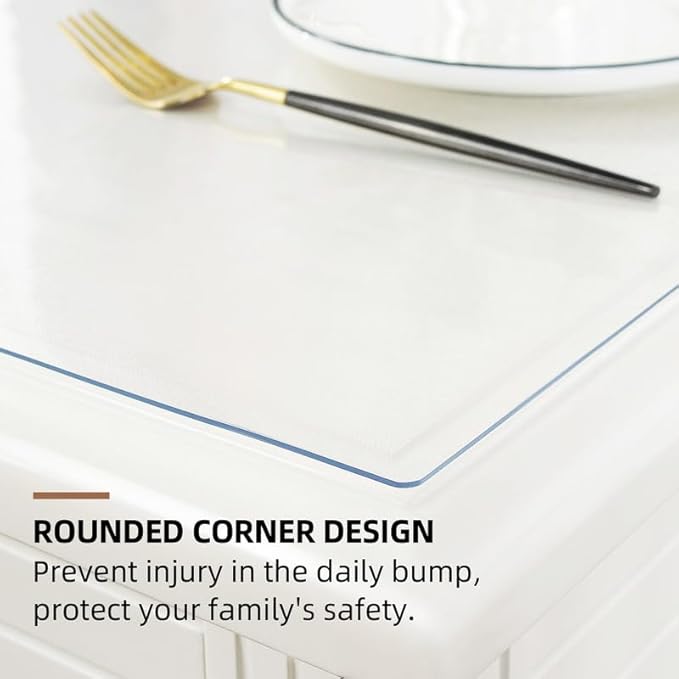 Warmstar Clear Table Cover Protector 40 x 88 Inch,1.5mm Thick Plastic Table Cover Rectangle,PVC Clear Table Protector,Desk Protector Mat for Kitchen, Dresser, Writing Desk，Dining Room Table