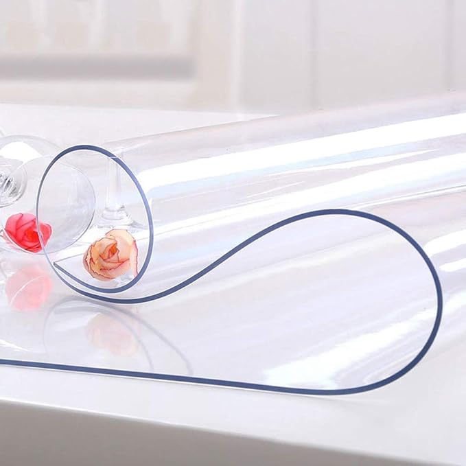 NECAUX 17 x 67 Inch Clear Table Protector, 1.5mm Thick Plastic Desk Pad Mat of Desk Vinyl Like Plexiglass Sheet for Coffee Table Craft Table Folding Dining Table Dresser Vanity Makeup Room Decor