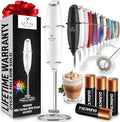 Zulay Kitchen Powerful Milk Frother Wand With 4 AA Duracell Batteries - Ultra Fast Handheld Drink Mixer - Electric Whisk Foam Maker for Coffee, Lattes, Cappuccino, Matcha & Creamer