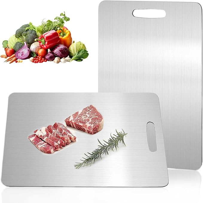 Katuchef Titanium Cutting Board,2026 New 100% Pure Titanium Cutting Boards for Kitchen,Non toxic Doubld-Side Durable Chopping Boards, Easy to Clean and Store(1PC-XL:18.11 * 11.81)