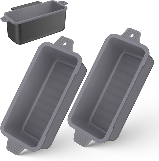2 PCS Silicone Grease Cup Liners for Blackstone 36 28 22 17 Inch Griddle,Reusable Grease Catcher Cup Liner Grill Grease Tray,Durable Drip Pans Blackstone Griddle Accessories,Grey