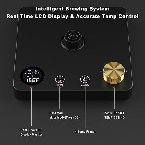 1200W Gooseneck Kettle with ±1℉ Temperature Control,Pour Over Electric Kettle for Coffee & Tea,Digital Display,4 Temp Preset,12H Keep Warm,100% Stainless Steel,Rapid Heating,1L,Matte Black