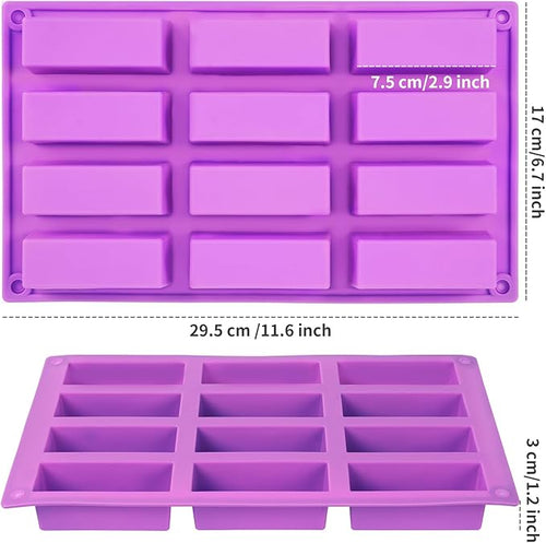 2 Pack Granola Bar Mold Silicone Mold,12 Cavity Rectangle Energy Bar Mold,Cereal Bar Molds for Ganache, Chocolate Bar, Truffles, Cheesecake