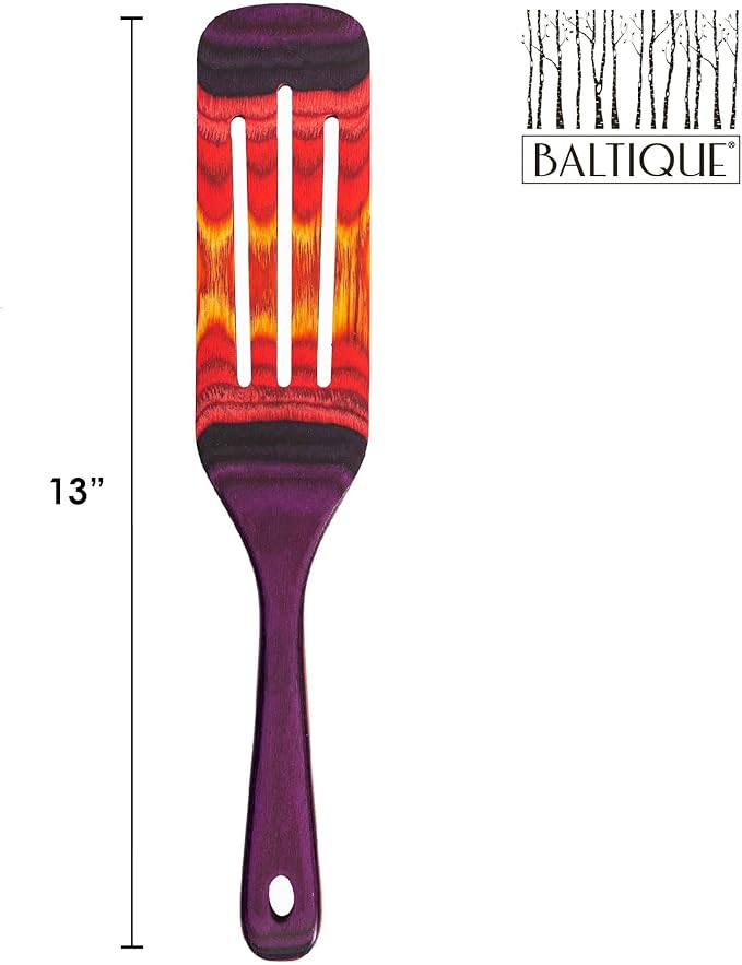 Baltique Waikiki Collection 13" Wooden Spurtle Spatula – Colorful Birch Wood Cooking Utensil, Nonstick Safe, Versatile Stirring & Serving Tool