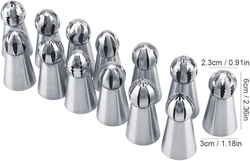13 PCS Russian Piping Tips, Stainless Steel Russian Piping Tips Set, Russian Tips Set for Decorating Cake Cream Cookies Pastry Baking Tools