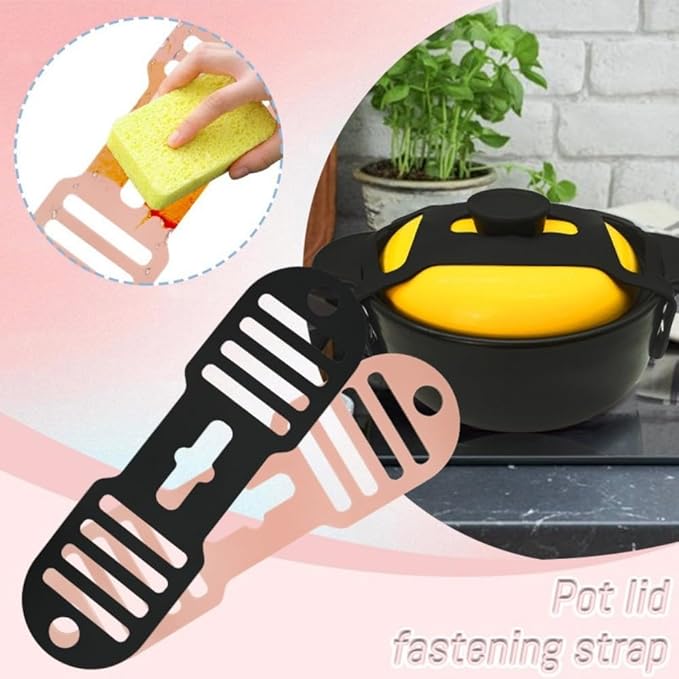 Silicone Lid Lock Strap for Crockpot Slow Cooker (6/7/8 Quart) - Universal Crockpot Lid Holder & Rubber Strap Alternative | Heat-Resistant, No-Spill Design Transport Accessories (Pink 2PCS)