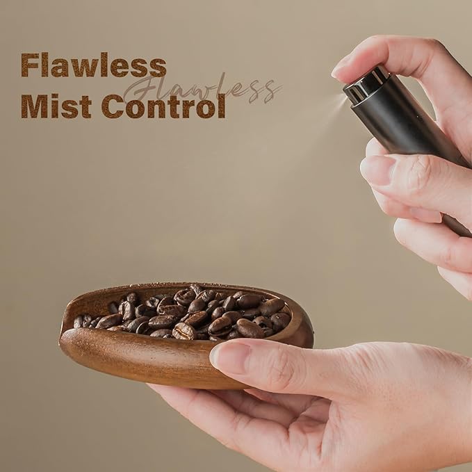 KitchenTour Organic Coffee Kit - Wooden Dosing Cup & 8ml Anti-Static Sprayer - 2-in-1 Barista Set for Espresso/Cold Brew