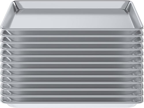 13 in. x 18 in. 19 Gauge Half Size Aluminum Bun. / Sheet Pan. Pack of 12