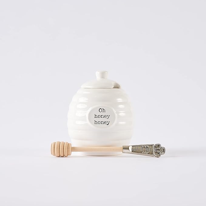 Mud Pie Honey Pot Serving Set, White