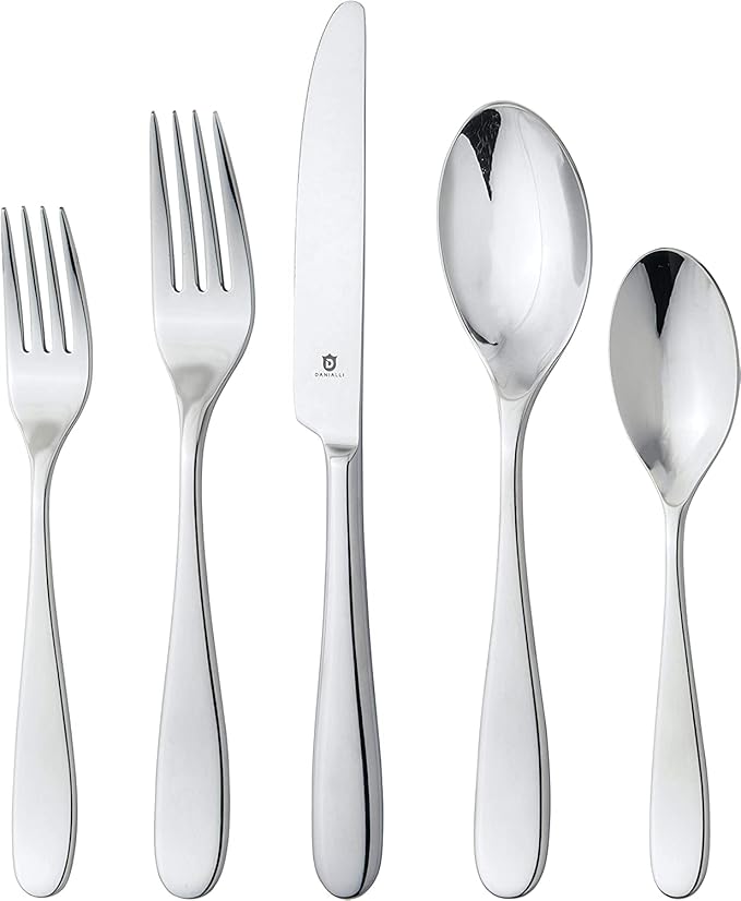 Silverware Set for 16 – 18/10 Stainless Steel Flatware, Mirror Finish, Dishwasher Safe, Durable and Elegant, Rust Resistant, Perfect for Entertaining (80-Piece Set, Fidenza)