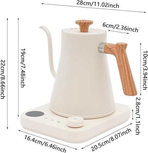 1200W Gooseneck Electric Kettle, Adjustable Temperature Constant Temperature Electric Kettle, 0.9L Pour Over Kettle for Coffee & Tea, Quick Heating, Stainless Steel Inner Lid (White)