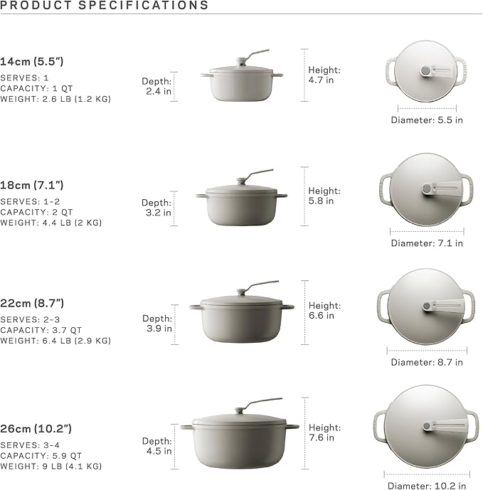 Vermicular Oven Pot 2.0 | Lightweight Enameled Cast Iron Pot | 14cm (1 Qt) | Non-Toxic | Induction-compatible | Dutch Oven | Made in Japan | Matte Linen Beige