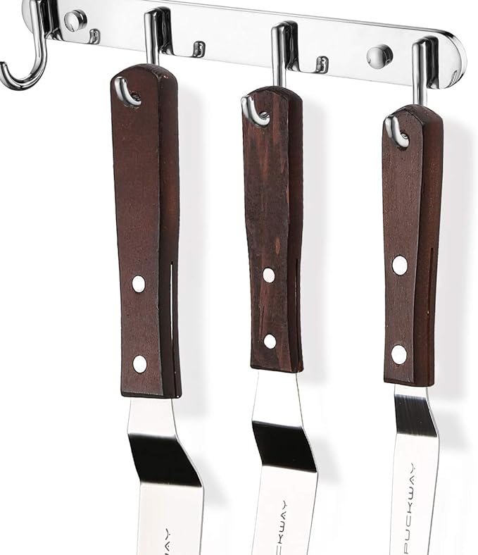4 PCS Cake Decorating Icing Spatula set with 4, 6, 8 & 10 Inch Stainless Steel Blade, Wood Handle Frosting Spatulas and Cake Stripping Tool