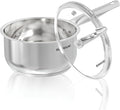 SUNHOUSE – 1.5 Quart Stainless Steel Sauce Pan with Lid - PFOA-FREE, High Stainless Steel Sauce Pan, Induction base, Stay-Cool Handle, Compatible with All Cooktops Gas, Geramic, Electric etc.