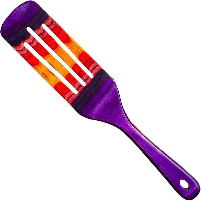 Baltique Waikiki Collection 13" Wooden Spurtle Spatula – Colorful Birch Wood Cooking Utensil, Nonstick Safe, Versatile Stirring & Serving Tool