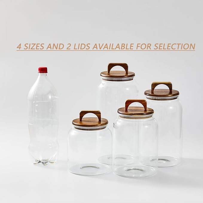 Sweejar Glass Jars for Laundry Room Organization, 90 ounce Laundry Pods Container, Glass Food Storage Jars with Airtight Lid, 2 Pack, Hand Lid