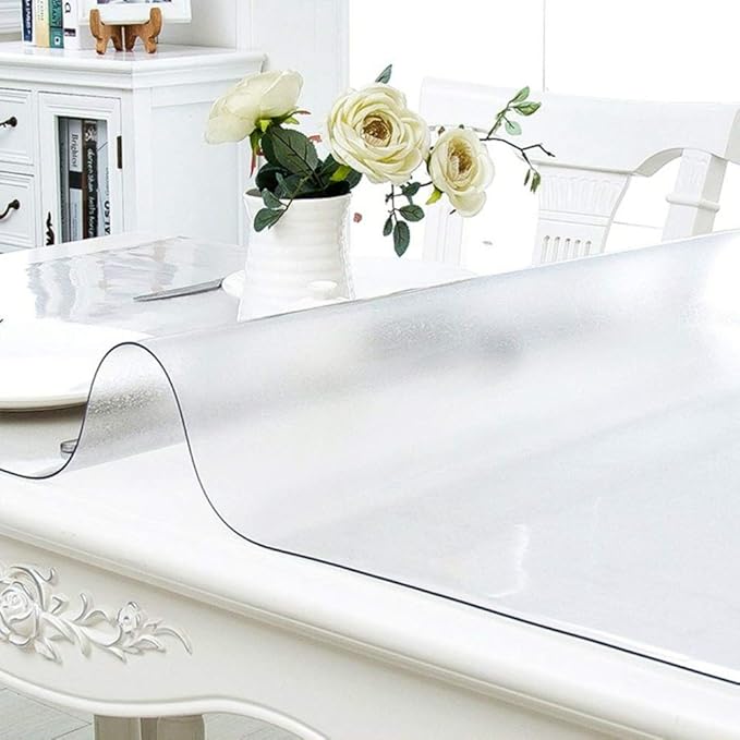 NECAUX Custom 36 x 87 Inch Frosted Table Cover Protector, 1.5mm Thick Wood Grain Transparent Table Pad Non-Slip Tablecloth Plastic Protective Pad for Dining Room Table Trainning Table Conference Table