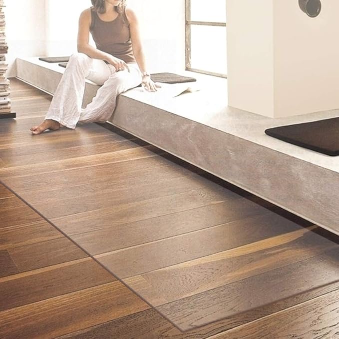 NECAUX Custom 52 x 96 Inch Frosted Table Cover Protector, 1.5mm Thick Wood Grain Transparent Table Pad Non-Slip Tablecloth Plastic Protective Pad for 8 Foot Dining Living Room Table Conference Table