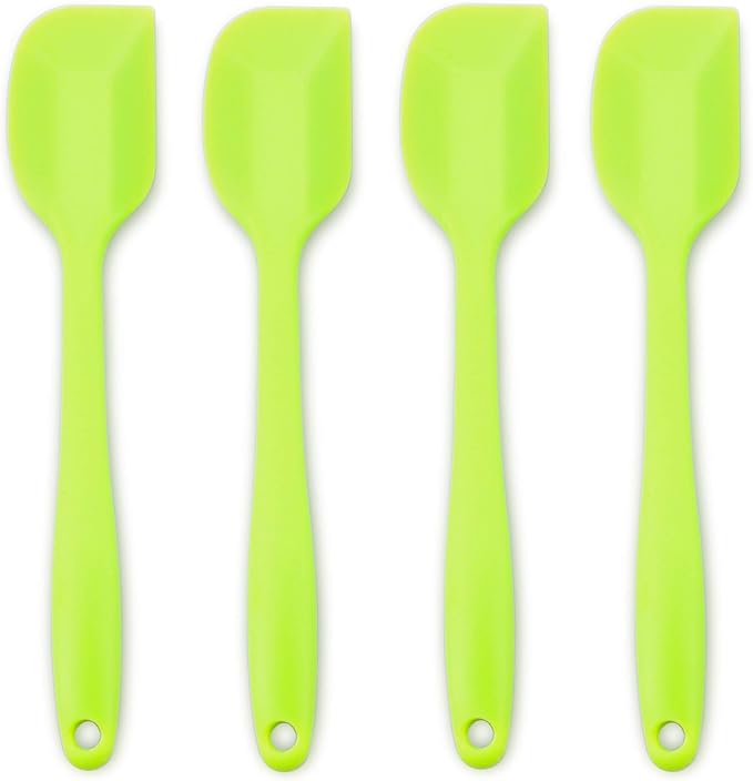 Silicone Spatula 4-piece Set, Heat-Resistant Non-stick Rubber Spatulas with Stainless Steel Core, Green