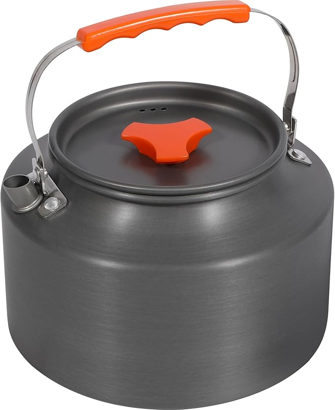 REDCAMP 2L Outdoor Camping Kettle, Aluminum Water Pot with Carrying Bag, Compact Lightweight Camp Tea Kettle Coffee Pot for Hiking Picnic Camping