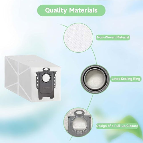 14 Pack Qrevo vacuum Bags for Roborock Qrevo Series QV 35A, Qrevo S5V, Saros10r, Qrevo S, Qrevo Edge S5A, Qrevo 2R3W, S8 Max Ultra, S8 MaxV Ultra, Qrevo Curv S5X, Qrevo Master/Slim robot Vacuum