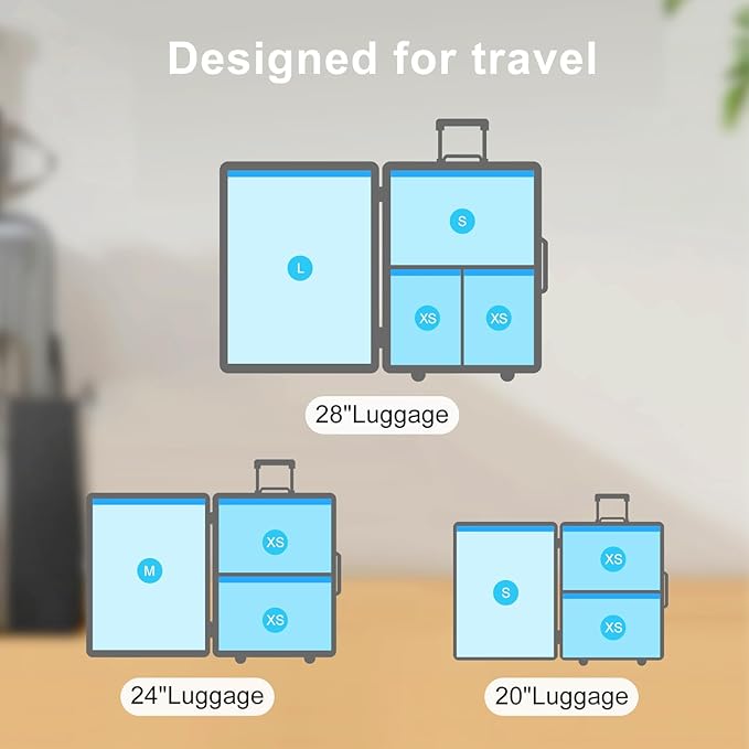 Vacuum Travel Bags Combo 6 Pack - Space Saver Vacuum Storage Bags for Clothing, Blankets, Pillows - Travel Essentials