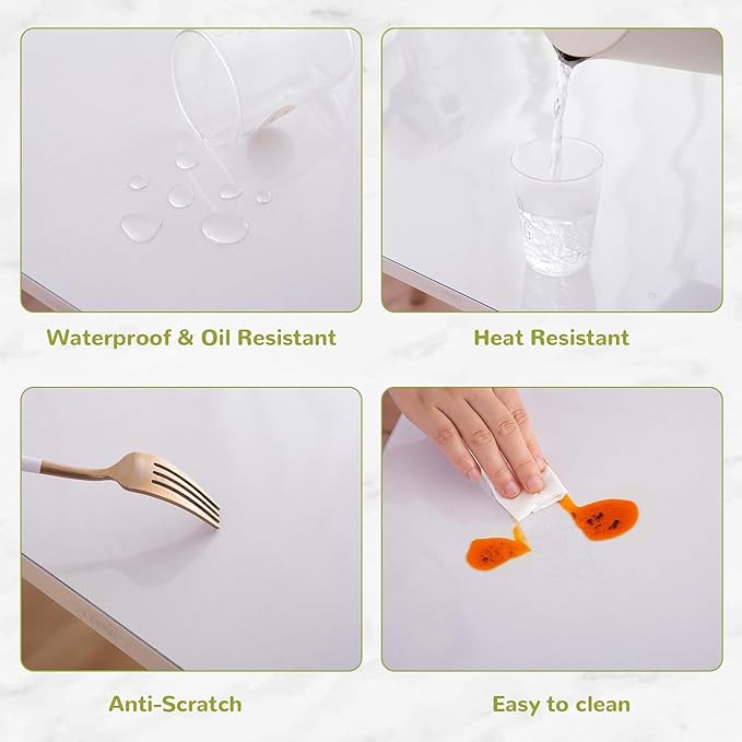 20 x 52 Inch Clear Table Cover Protector, Clear Table Protector for Dining Room Table, 1.5mm Plastic Table Cover, Waterproof Table Pad for Kitchen, Office