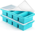 Silicone Freezer Tray With Lid - Silicone Freezer Food Molds- Large Ice Cube Tray,Silicone Freezer Container,Freeze & Store Soup, Sauce, Broth,Leftovers - Makes 4 Perfect 1 Cup