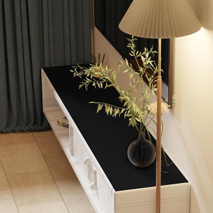 Mat for Dresser Top - 14x62 Inch Waterproof Easy to Clean Can Conceal Flaws Protector The Table Top from Scratches Used for Coffee Table Dresser(Black+Black 14x62)