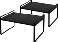 Nxconsu 2Pack Cabinet Shelves Stackable Shelf Organizer Rack Riser for Kitchen Cabinet Pantry Cupboard Counter Countertop Home Organization Storage Space Saver Heavy Duty Metal Nonslip Black Wide Tall