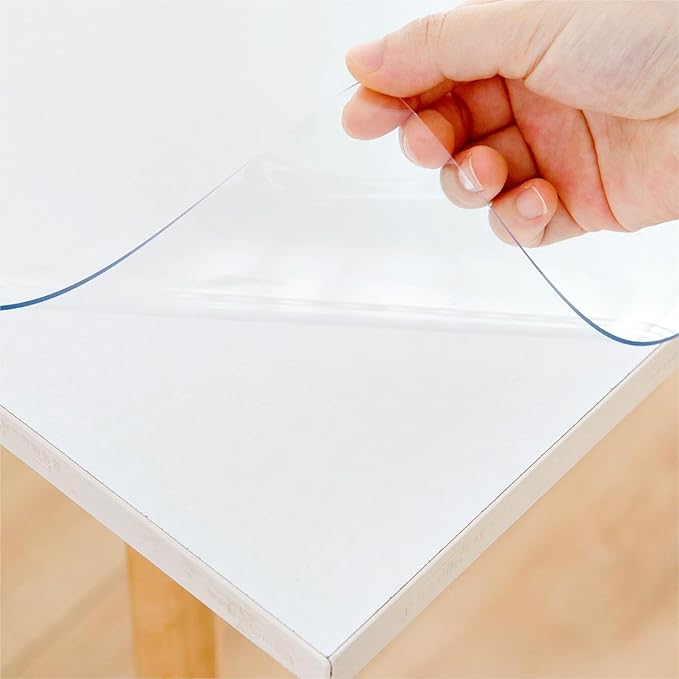 42 x 89 Inch Clear Table Cover Protector, Clear Table Protector for Dining Room Table, 1.5mm Plastic Table Cover, Waterproof Table Pad for Kitchen, Office