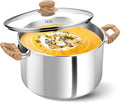 KOCH SYSTEME CS Stainless Steel Pot - 6 Quart Induction Stainless Steel Stock Pot with Lid for Pasta, Soup, Spaghetti, Steel Soup pots with Heat-Resistant Bakelite Double Handle, Dishwasher Safe