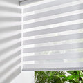 Persilux Cordless Zebra Blinds for Windows Free-Stop Window Shades (27" W X 72" H, White) Dual Layer Light Control for Day and Night, Light Filtering Sheer Shades for Home, Bedroom, Easy to Install