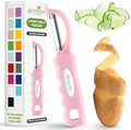 Spring Chef Premium Swivel Vegetable Peeler, Soft Grip Handle and Ultra Sharp Stainless Steel Blades - Perfect Kitchen Peeler For Veggie, Fruit, Potato, Carrot, Apple - Pink Lemonade