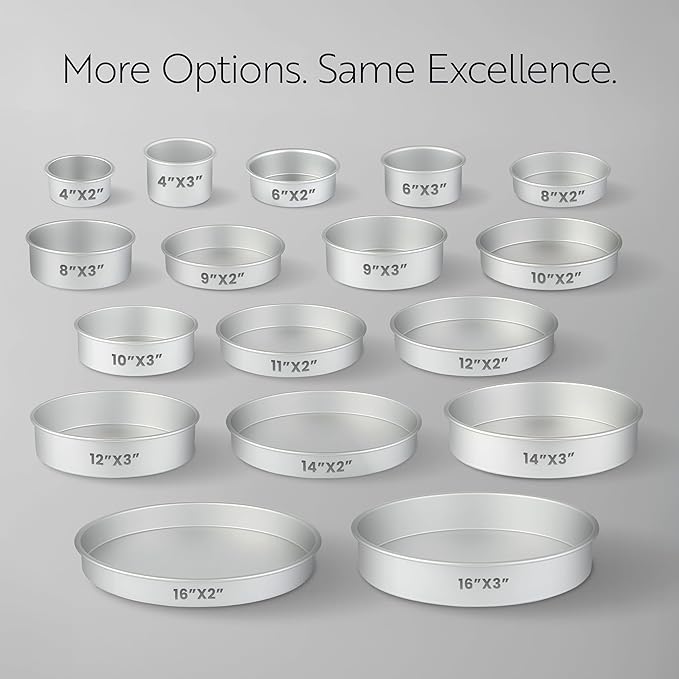 Restaurantware-Met Lux 12 x 2 Inch Straight-Sided Baking Tins, 12 Round Cake Pans - Oven-Ready, Freezable, Anodized Aluminum Round Baking Pans, Greaseproof, For Layer Birthday Cakes