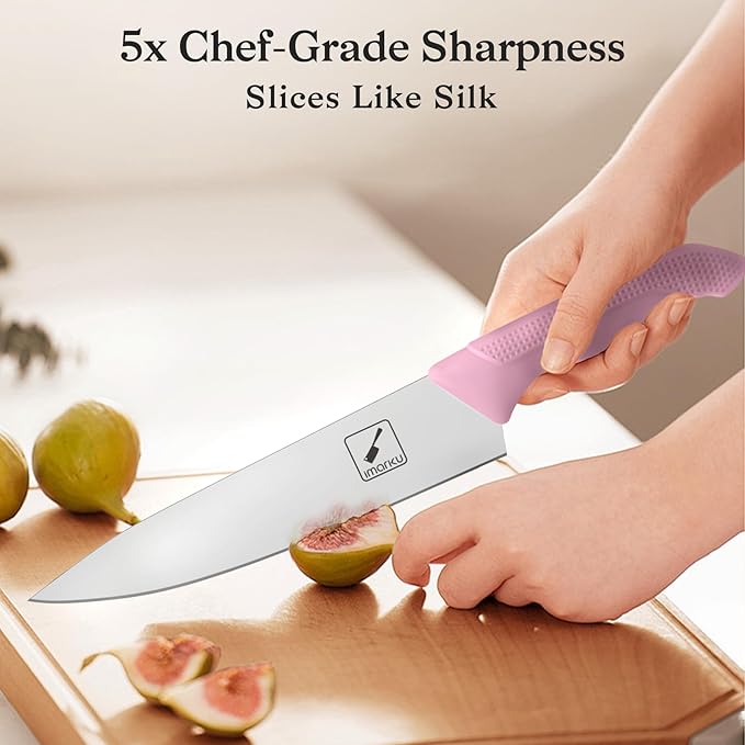 Knife Set Pink, 14pcs Knives Set For Kitchen, Japanese Kitchen Knife Sets With Block, Sashimi Knives For Fish/Meat Slicing, Apartment Essentials, Dishwasher Safe, Gifts For Women