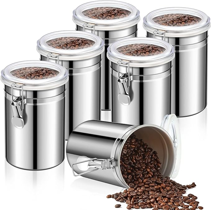 Lallisa 1 Pcs Stainless Steel Canisters 62 oz Stainless Steel Containers with Lids Food Storage Container with Airtight Clamp Lid Coffee Containers for Tea Sugar Coffee Flour Kitchen Counters