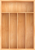 Bamboo Utensil Drawer Organizer, Kitchen Organizer for Flatware Cutlery, Silverware Tray for Drawer (5 Slots, Natural)