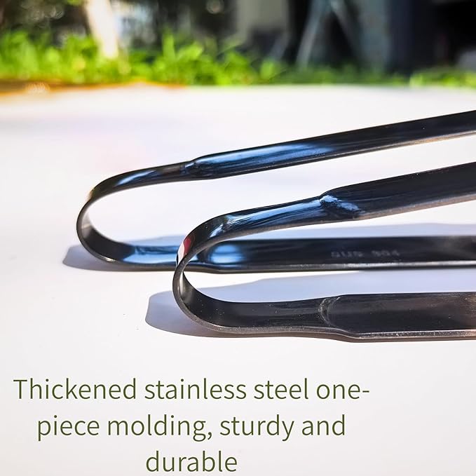 Premium Black Cooking Tongs - 304 Stainless Steel, Comfortable Grip, Non-Slip Design, High Heat Resistant - Ideal for Home, Kitchen, Barbecue & Frying Steak (black, 9 ＋12Inch)