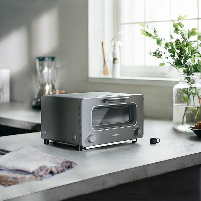 BALMUDA The Toaster | Steam Oven Toaster | 5 Cooking Modes: Sandwich Bread, Artisan Bread, Pizza & Pastry, Oven | Precise Heat Control | Steam Technology | Baking Pan | US Version | Gray
