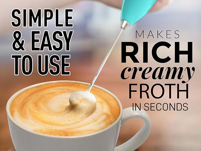 Zulay Kitchen Milk Frother Wand – High-Speed Handheld Frother with Upgraded Stand – Electric Foam Maker with Stainless Steel Whisk