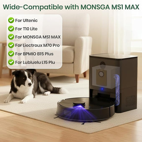 14 Pack MS1 MAX Dust Bags Compatible with MONSGA MS1 MAX Robot Vacuum Bags 3L Large Capacity Heavy Duty Bags for Home Vacuum