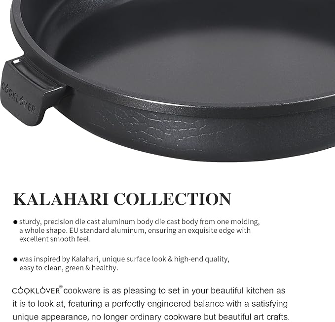 COOKLOVER Nonstick Ceramic Fry Pan, Non-Toxic, PTFE&PFOA Free, Induction Compatible Egg Skillet Frying Pan with Heat Resistant Handle, 9.5 Inch – Solid Black