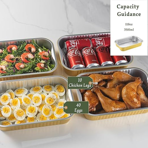 13"x 8.9" 7.5LB Sturdy Aluminum Foil Pans with Lids and Handle (5 Pack), 2X Thicker Heavy Duty, Dishwasher, Reusable Microwavable for Cooking, Baking, Reheating, Freezer, Oven, Recyclable