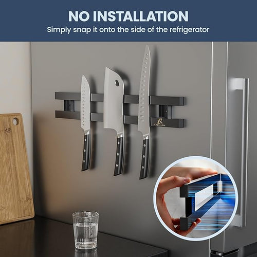 16.5 Inch Heavy-Duty Magnetic Knife Holder for Refrigerator, No Adhesive Tape or Screws Needed Knife Magnetic Strip for Strong Fridge Mount or Wall as Gifts for Women or Men