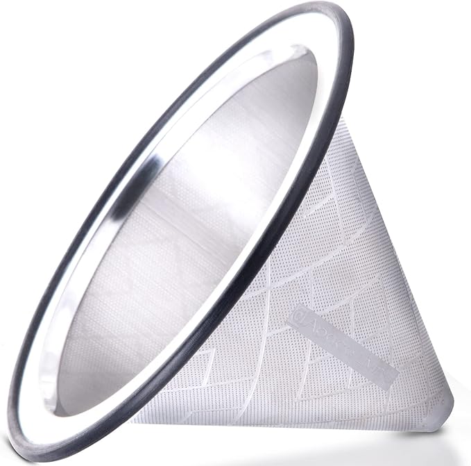 Compatible with Hario V60, Chemex Pour Over Coffee Filter - Wide Metal Base Reusable Stainless Steel Coffee Dripper - Paperless Coffee Filter for Sustainable Brewing