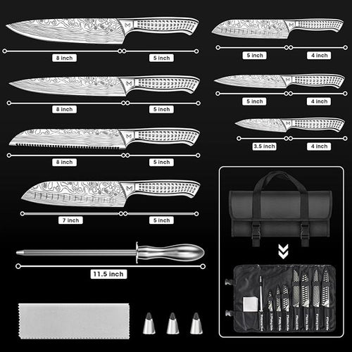 12PCS Portable Knife Set,High Carbon Stainless Steel Professional Kitchen Knife Set,Knife Sharpener With Knife Roll Bag,Suitable for Outdoor Travel,Camping,Barbecue